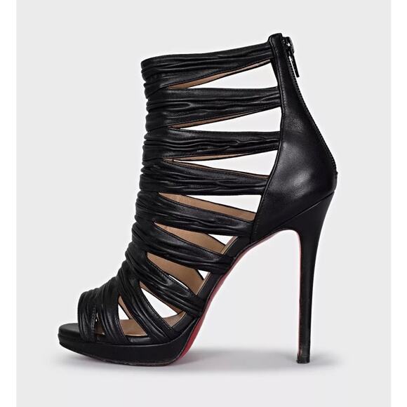 Christian Louboutin Shoes - Christian Louboutin Black Leather Striped Pumps 36.5